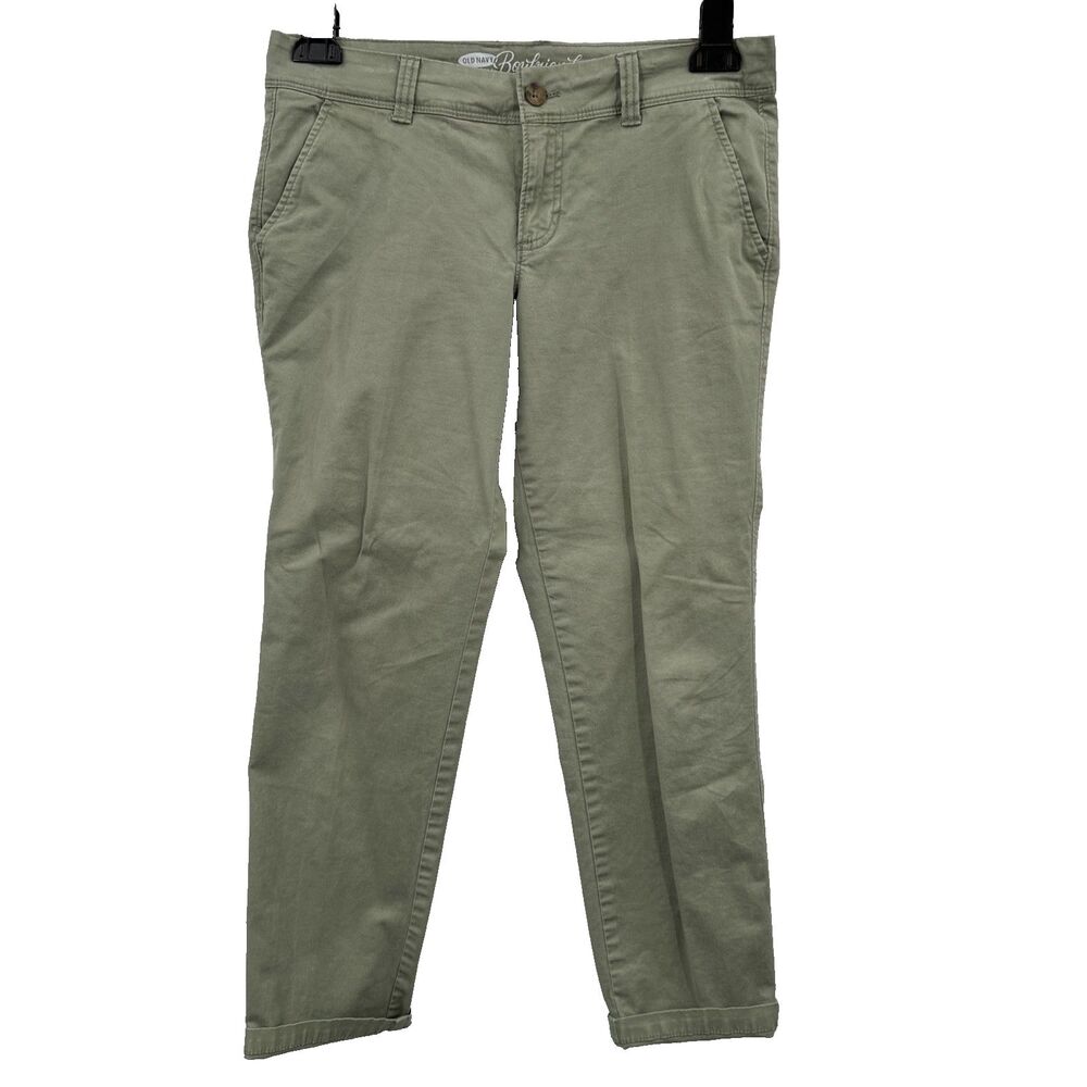 Old Navy The Boyfriend Pants Size 4 Green Preppy Cotton Stretch Mid Rise Twill